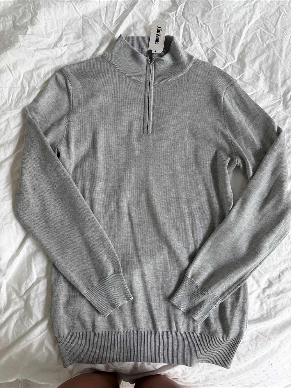 Cordani Light Gray Zip-Neck Merino Blend Sweater